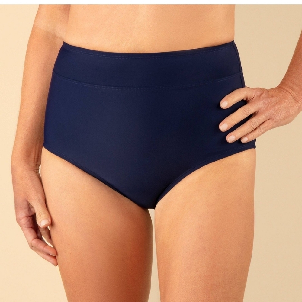 Lands' End Women's Banded Bikini Bottom with Tummy Control - Navy Blue XL